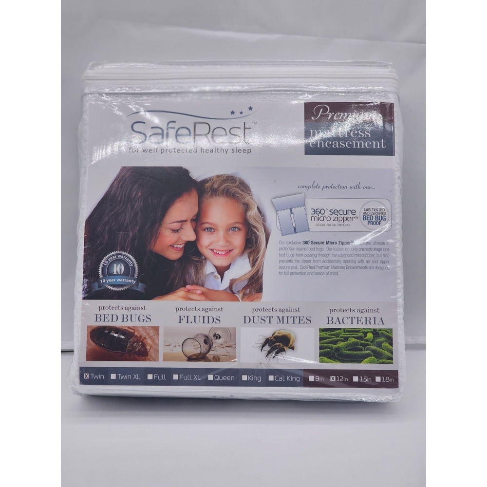 SafeRest Premium Mattress  Encasement - Size Twin NEW!